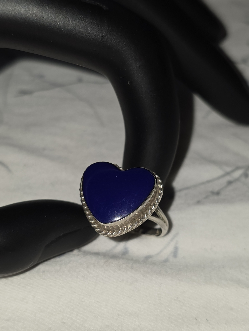 SS lapis lazul heart ring